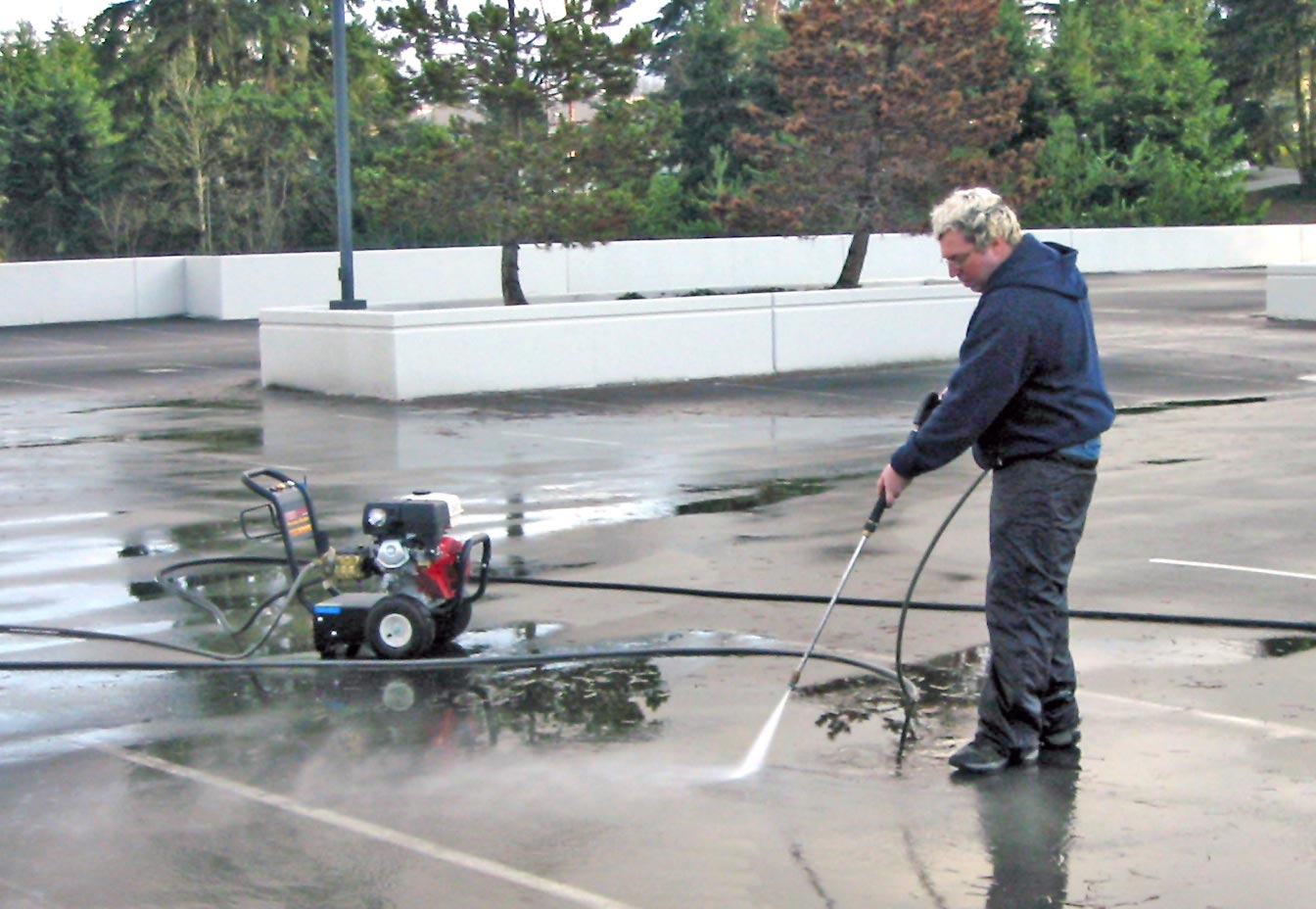 Pressure washing the crop circle